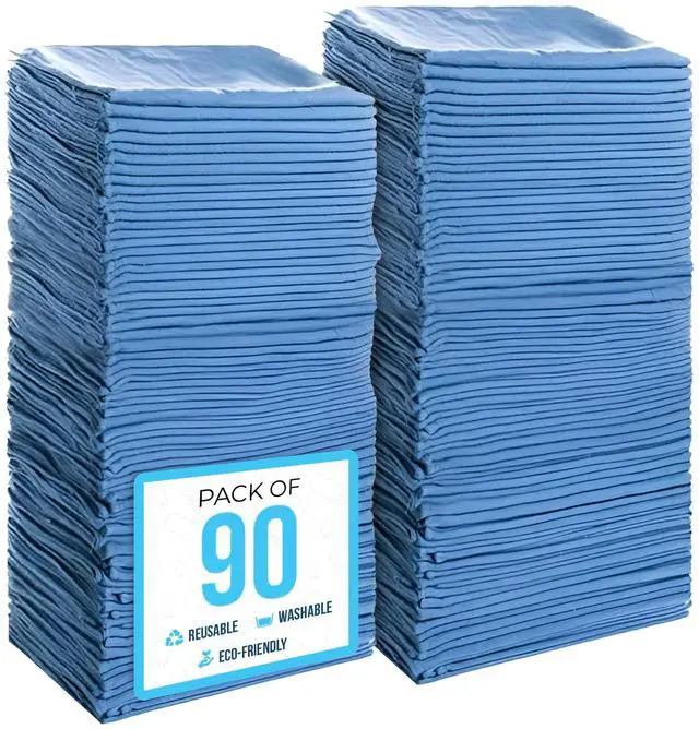 Main image of Cotton Shop Towels 14"x12" (90 Pack) Reusable Cleaning Shop Rags for Automobiles, Industries, Garage and Homes (Blue)