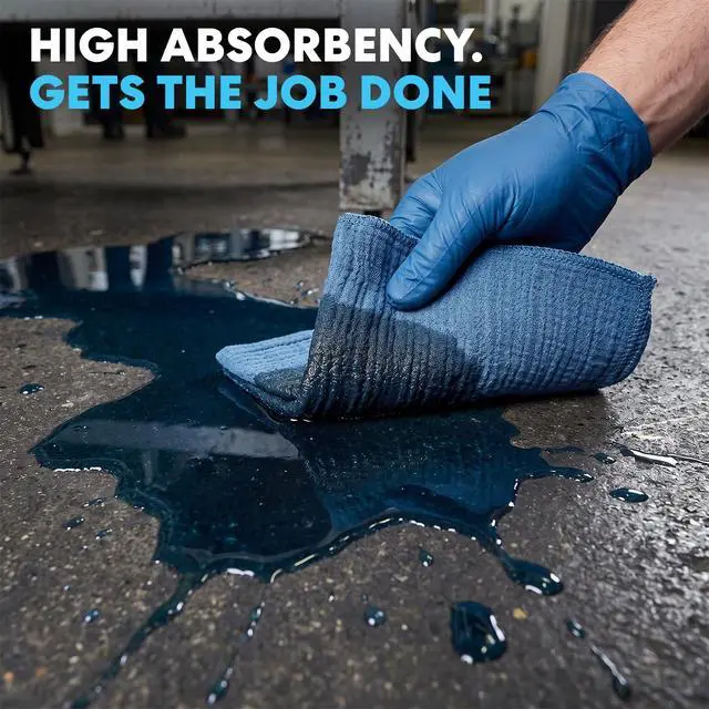Alt view image 5 of 6 - Cotton Shop Towels 14"x12" (90 Pack) Reusable Cleaning Shop Rags for Automobiles, Industries, Garage and Homes (Blue)