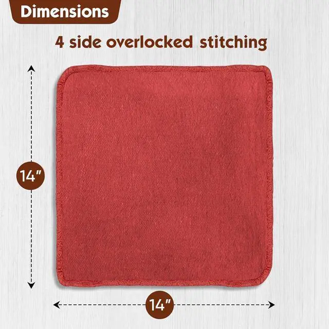 Alt view image 2 of 6 - Auto Mechanic Shop Towels 100 Pack Bulk Rags 100% Cotton Commercial Grade Shop Rags Size 14"x14" (100 Pack, Red)