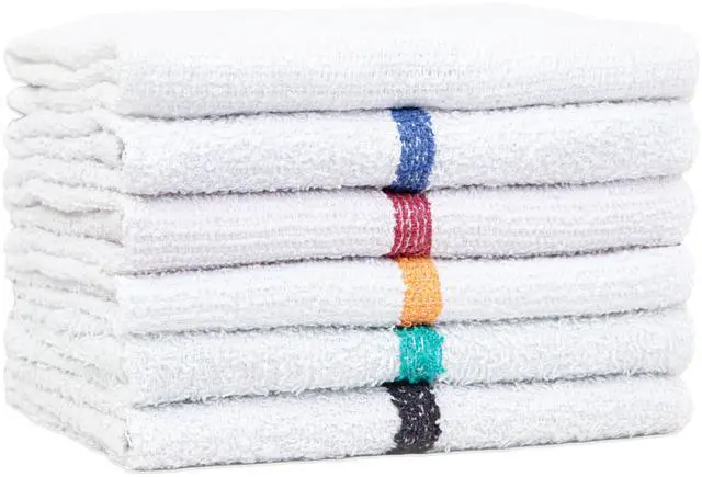 Alt view image 6 of 6 - Arkwright Bar Mop Towels, Pack of 12, 100% Cotton Kitchen Dishcloths, Absorbent Quick Dry Cleaning Cloths for Restaurant, Bar and Home Kitchen, 16 x 19 in, White/Blue