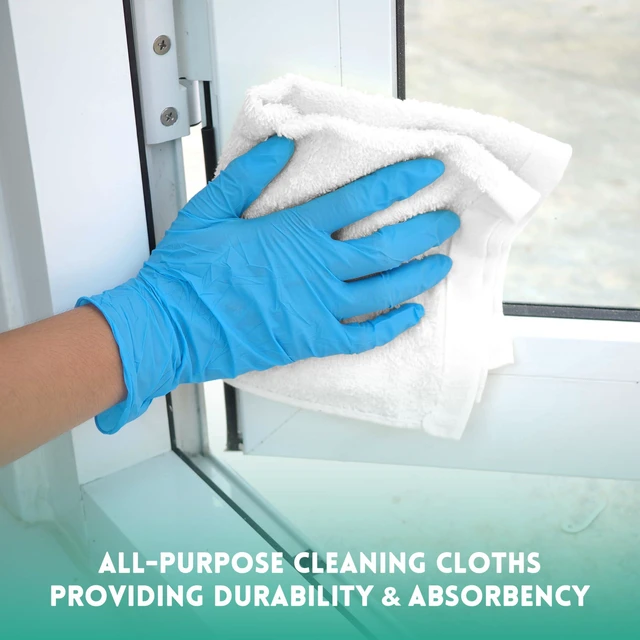 Alt view image 4 of 7 - 100% Cotton Terry Towels Cleaning Cloths, Pack of 50 (12" x 12") Multipurpose, Highly Absorbent, Reusable Cotton Rags, White Bar Towels & Cleaning Rags for Everyday Usage (White)