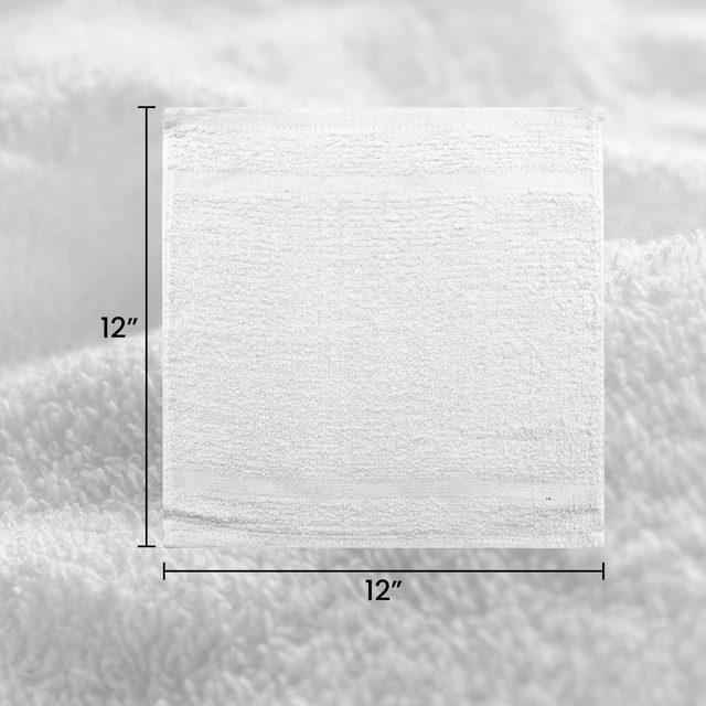 Alt view image 6 of 7 - 100% Cotton Terry Towels Cleaning Cloths, Pack of 50 (12" x 12") Multipurpose, Highly Absorbent, Reusable Cotton Rags, White Bar Towels & Cleaning Rags for Everyday Usage (White)