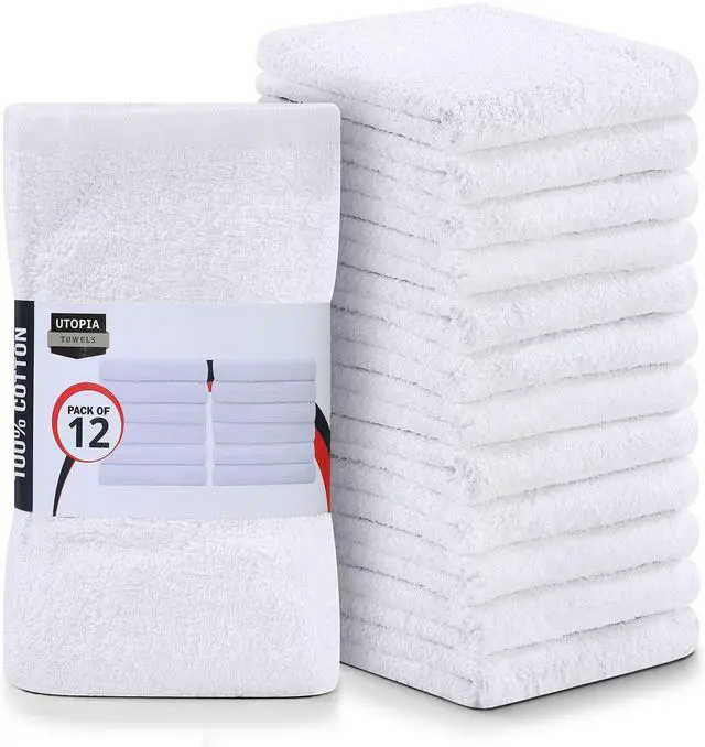 Main image of Kitchen Bar Mops, Pack of 12, 16 by 19 Inches, 100% Cotton Super Absorbent White Towels, Multi-Purpose Cleaning Towels for Home and Kitchen Bars