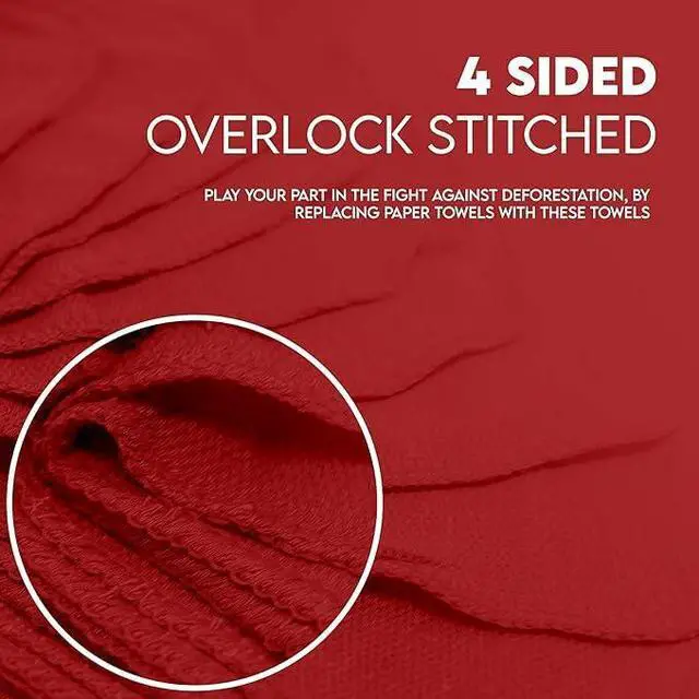 Alt view image 6 of 7 - Cotton Shop Towel Multipurpose Cleaning Cloths (14" x 12" - Pack of 150 - Red) Reusable Shop Rags for Automobiles, Industrial, Restaurants, Garage, and Homes