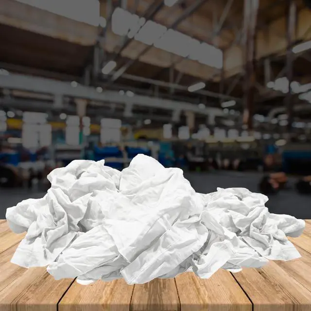 Alt view image 3 of 7 - Recycled White T-Shirt Cleaning Rags (10 lbs. Bag) Shop Rags Bulk for Oil, Stain, Grease, Paint, and Auto Cleaning, Multipurpose