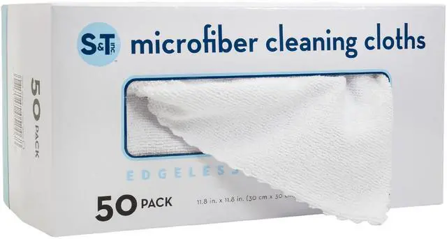 Main image of 50 Pack Microfiber Cleaning Cloth with Box, Bulk Towels for Home, Reusable Microfiber Towels for Cars, Cleaning Rags, White, 190gsm, 11.8 Inches x 11.8 Inches, 50 Count