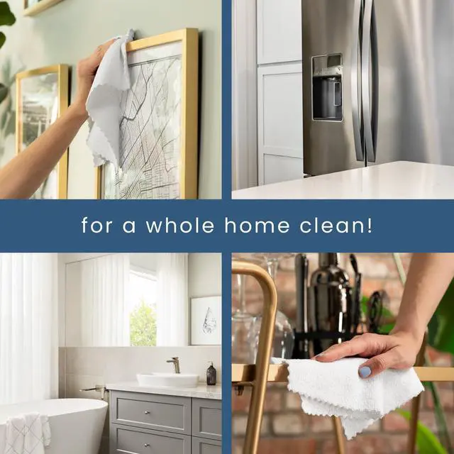 Alt view image 5 of 7 - 50 Pack Microfiber Cleaning Cloth with Box, Bulk Towels for Home, Reusable Microfiber Towels for Cars, Cleaning Rags, White, 190gsm, 11.8 Inches x 11.8 Inches, 50 Count