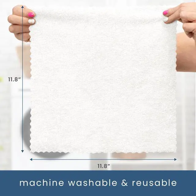 Alt view image 6 of 7 - 50 Pack Microfiber Cleaning Cloth with Box, Bulk Towels for Home, Reusable Microfiber Towels for Cars, Cleaning Rags, White, 190gsm, 11.8 Inches x 11.8 Inches, 50 Count