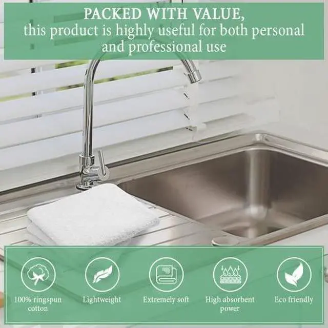 Alt view image 2 of 5 - 100% Cotton Terry Towel Cleaning Rags White 14'x17'|Pack of 60|Grade White Rag|Soft Large Cleaning Rags|Super Absorbent|Quick Dry|Multipurpose Towels|Restaurant Towels|Reusable Shop Rags