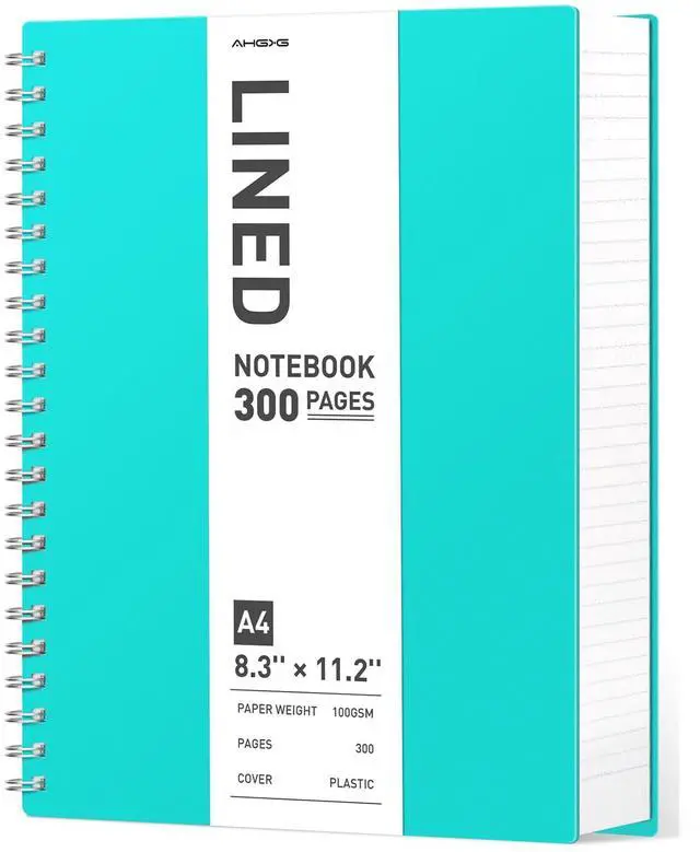 Main image of Spiral Notebook 8.5" x 11" - Large Spiral Journal A4 Notebook College Ruled, 300 Pages Writing Journal for Work, 100GSM Thick Paper, Plastic Hardcover, for Women Men Office School, Lake Blue