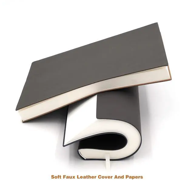 Alt view image 4 of 7 - Large Thick Journal Notebook, Blank Papers, A4 8.4x11.4 inches, 416 Pages, Soft Faux Leather Cover Sketchbook for Writing Drawing (Black, Plain)