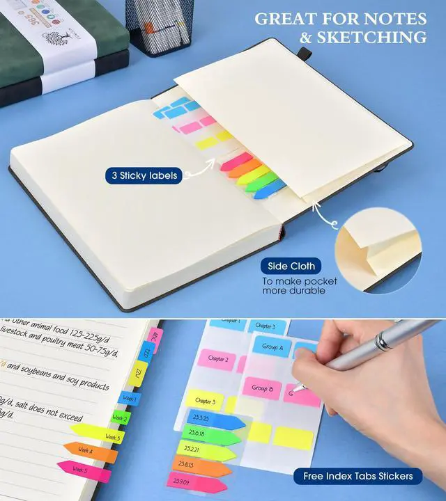Alt view image 5 of 7 - A4 Lined Journal Notebook365 Page Large Leather Journals for Writing Women MenHardcover Notebook with 100Gsm Thick Pages for TravelWorkSchoolCollege Ruled, Daily Diary (8.5" x 11.4")