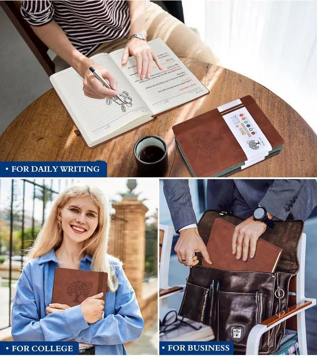 Alt view image 7 of 7 - A4 Lined Journal Notebook365 Page Large Leather Journals for Writing Women MenHardcover Notebook with 100Gsm Thick Pages for TravelWorkSchoolCollege Ruled, Daily Diary (8.5" x 11.4")