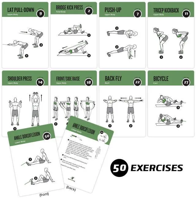 Alt view image 2 of 7 - Resistance Bands Workout Cards, Instructional Fitness Deck for Women & Men, Beginner Fitness Guide to Training Exercises at Home or Gym