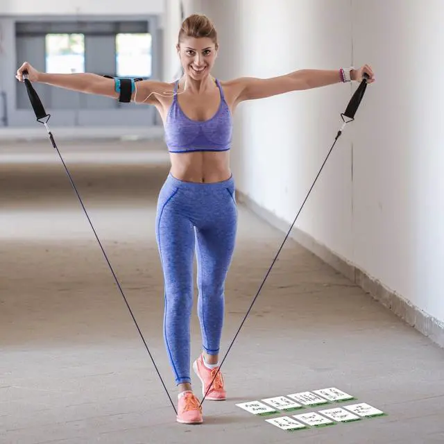 Alt view image 4 of 7 - Resistance Bands Workout Cards, Instructional Fitness Deck for Women & Men, Beginner Fitness Guide to Training Exercises at Home or Gym