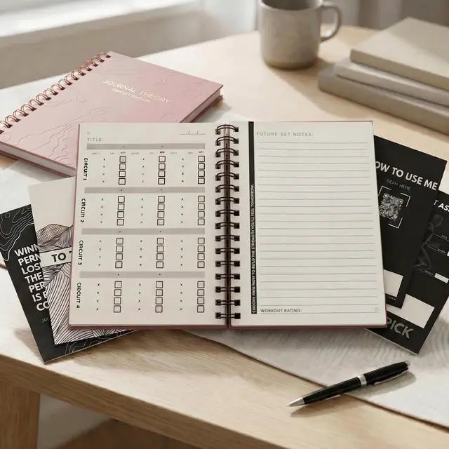 Alt view image 6 of 7 - Workout Logbook & Journal - Brand New 2026 - Mind & Body Fitness Planner for Men & Women - Track your progress, take notes, and more - Full Spread (Pink)