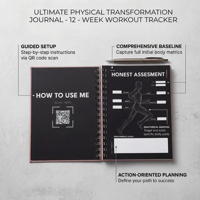 Alt view image 3 of 7 - Workout Logbook & Journal - Brand New 2026 - Mind & Body Fitness Planner for Men & Women - Track your progress, take notes, and more - Full Spread (Pink)