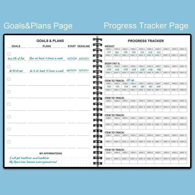 Alt view image 3 of 6 - Workout Log for Women & Men - A5 Fitness Planner/Journal to Track Weight Loss, Workout Journal for GYM, Bodybuilding Progress - Daily Health & Wellness Tracker, Black