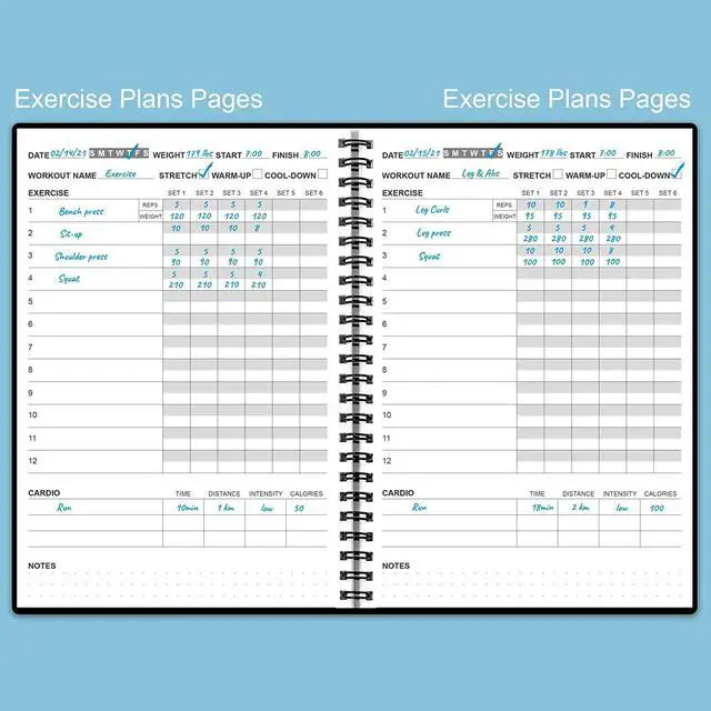 Alt view image 2 of 6 - Workout Log for Women & Men - A5 Fitness Planner/Journal to Track Weight Loss, Workout Journal for GYM, Bodybuilding Progress - Daily Health & Wellness Tracker, Black