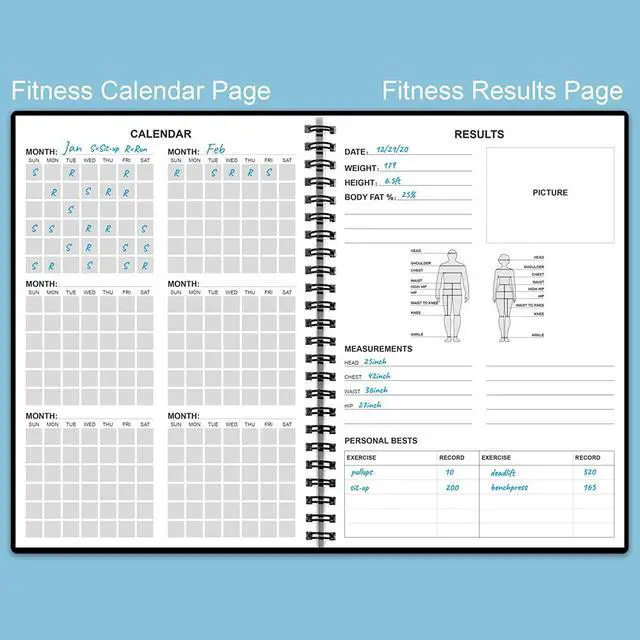 Alt view image 4 of 6 - Workout Log for Women & Men - A5 Fitness Planner/Journal to Track Weight Loss, Workout Journal for GYM, Bodybuilding Progress - Daily Health & Wellness Tracker, Black