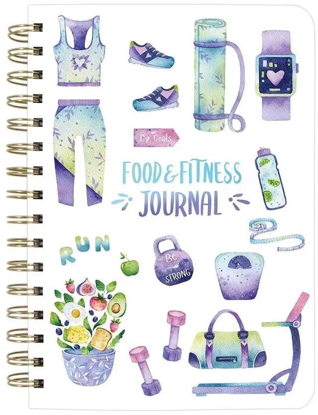 Main image of Food and Fitness Meal Workout Journal Diary Wellness Log Notebook Planner Weight Loss Diet Exercise Training Health Tracker 6.1x 8.5 inch Hard Cover