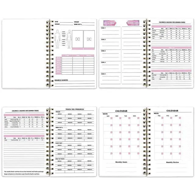 Alt view image 3 of 7 - Food and Fitness Meal Workout Journal Diary Wellness Log Notebook Planner Weight Loss Diet Exercise Training Health Tracker 6.1x 8.5 inch Hard Cover