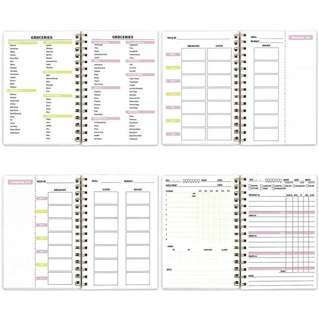 Alt view image 4 of 7 - Food and Fitness Meal Workout Journal Diary Wellness Log Notebook Planner Weight Loss Diet Exercise Training Health Tracker 6.1x 8.5 inch Hard Cover