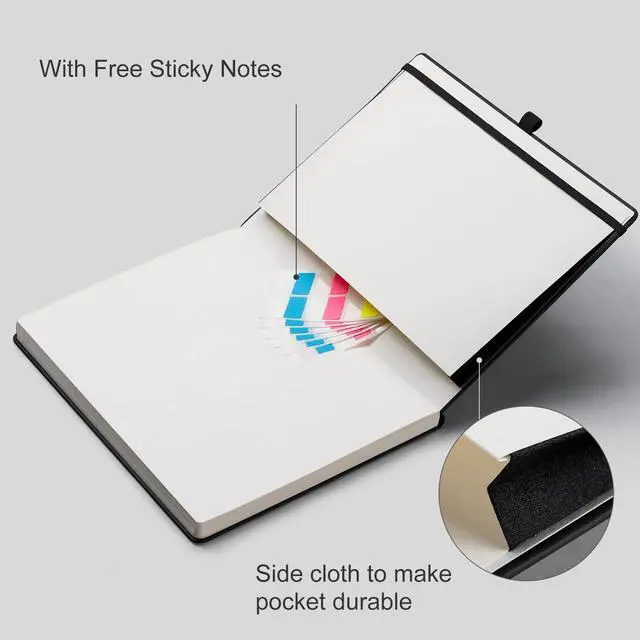 Alt view image 5 of 7 - A4 College Ruled Notebook, Large 8.3" x 11.7", 192 Pages 100GSM Ink-Proof Faux Leather Hardcover Lay-Flat Lined Journal for Office School Work Writing, Black