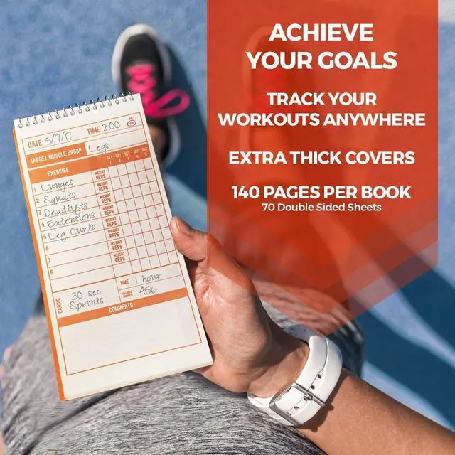Alt view image 3 of 7 - Fitness & Workout Notebook - Fitness Journal, Workout Log, Exercise & Weight Training Notebook Planner, Fitness Tracker Log for Bodybuilding 4 x 8 Inches, 140 Pages, 70 Sheets (Pack of 3)
