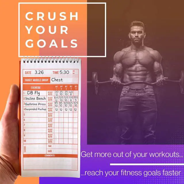 Alt view image 2 of 7 - Fitness & Workout Notebook - Fitness Journal, Workout Log, Exercise & Weight Training Notebook Planner, Fitness Tracker Log for Bodybuilding 4 x 8 Inches, 140 Pages, 70 Sheets (Pack of 3)