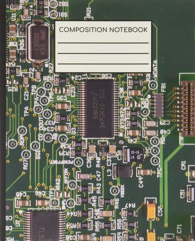 Main image of Composition Notebook - 110 pages - College Ruled (7.5" x 9.25"): Green circuit board / motherboard for computers