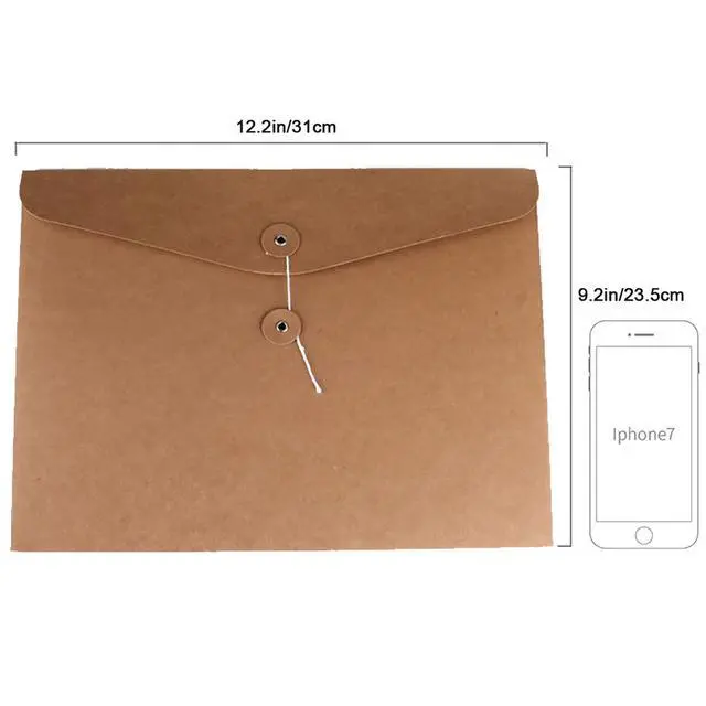 Alt view image 3 of 7 - Kraft String Envelope File Folder Project Pockets File Jacket Document Organizer Flat-No Expansion A4 Letter Size (Kraft Brown, Pack of 5)