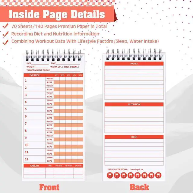 Alt view image 3 of 6 - 3 Pcs Gym Journal 4'' x 8'' Fitness and Workout Book Notebook 70 Sheets Workout Log Bodybuilding Workout Book Tracker Workout Planner Notepad for Women Men Training Goal