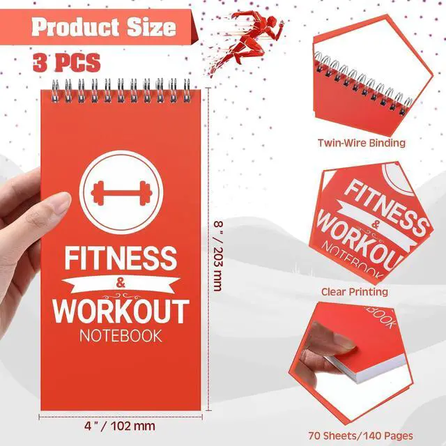 Alt view image 2 of 6 - 3 Pcs Gym Journal 4'' x 8'' Fitness and Workout Book Notebook 70 Sheets Workout Log Bodybuilding Workout Book Tracker Workout Planner Notepad for Women Men Training Goal