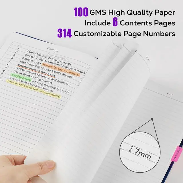 Alt view image 4 of 7 - Large Journal Notebook 8.5 x 11, 320 Pages A4 College Ruled Notebook Journal for Writing Women Men, Leather Journal Notebook for School Work, Pearlescent Purple Notebook
