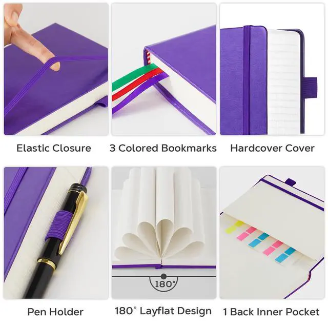 Alt view image 2 of 7 - Large Journal Notebook 8.5 x 11, 320 Pages A4 College Ruled Notebook Journal for Writing Women Men, Leather Journal Notebook for School Work, Pearlescent Purple Notebook