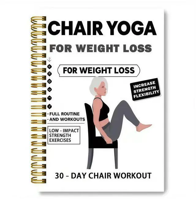 Main image of Chair Yoga for Seniors Over 60 Book & Chart, Chair Yoga for Weight Loss & Toning, 30-Day Challenge, Exercise Book for Seniors over 60 (Black)