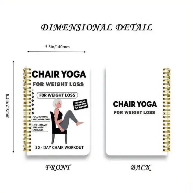 Alt view image 2 of 5 - Chair Yoga for Seniors Over 60 Book & Chart, Chair Yoga for Weight Loss & Toning, 30-Day Challenge, Exercise Book for Seniors over 60 (Black)