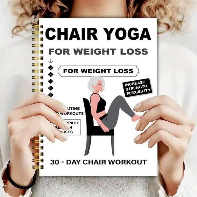 Alt view image 4 of 5 - Chair Yoga for Seniors Over 60 Book & Chart, Chair Yoga for Weight Loss & Toning, 30-Day Challenge, Exercise Book for Seniors over 60 (Black)