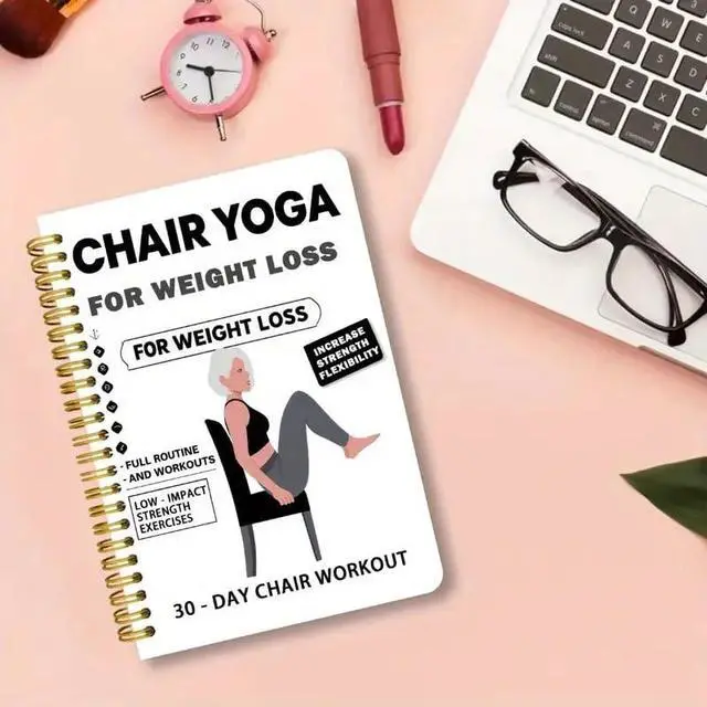 Alt view image 5 of 5 - Chair Yoga for Seniors Over 60 Book & Chart, Chair Yoga for Weight Loss & Toning, 30-Day Challenge, Exercise Book for Seniors over 60 (Black)