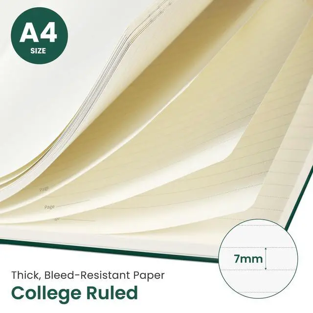 Alt view image 2 of 7 - Spiral Lined Notebook, 8.5"x11" Notebooks for Work, Large A4 Journal for Women & Men, College Ruled Journaling Notebook for Writing, Plastic Cover Spiral Journal, Dark Green