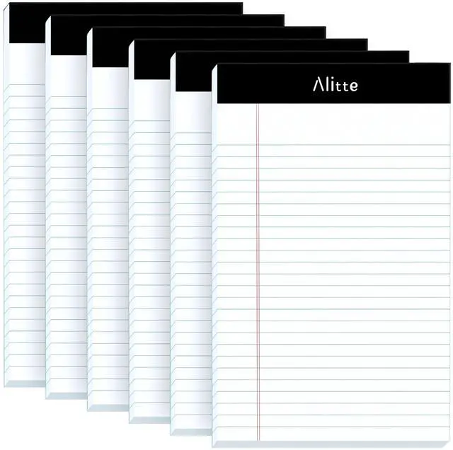 Main image of Legal Notepads 5x8, Pack of 6 - Perforated Narrow Ruled Writing Pad - Premium Thick Paper, No Ink Bleeding - Blank Legal Pads For Home, Office, School, Business - 50 Sheets Per Notebook