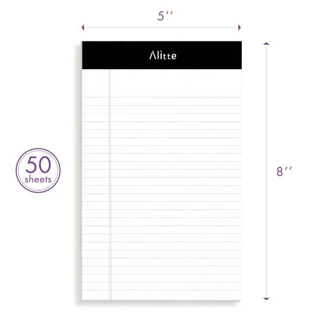 Alt view image 3 of 6 - Legal Notepads 5x8, Pack of 12 - Perforated Narrow Ruled Writing Pad - Premium Thick Paper, No Ink Bleeding - Blank Legal Pads For Home, Office, School, Business - 50 Sheets Per Notebook