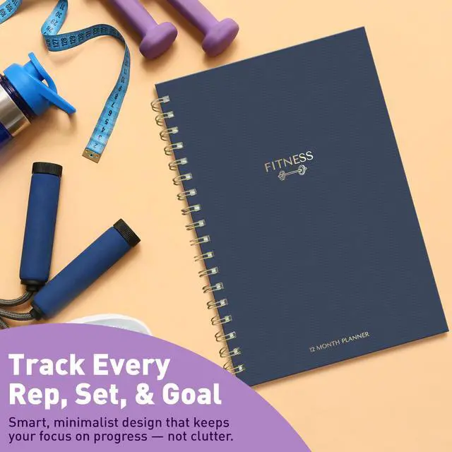 Alt view image 5 of 7 - Fitness Planner Notebook 6" x 8.5" Workout Log Book & Fitness Journal 129 Pages with Measurement Tracker, Weight Tracker, Workout Planner, Food Log, 30 Day Challenge & Notes Gold Spiral