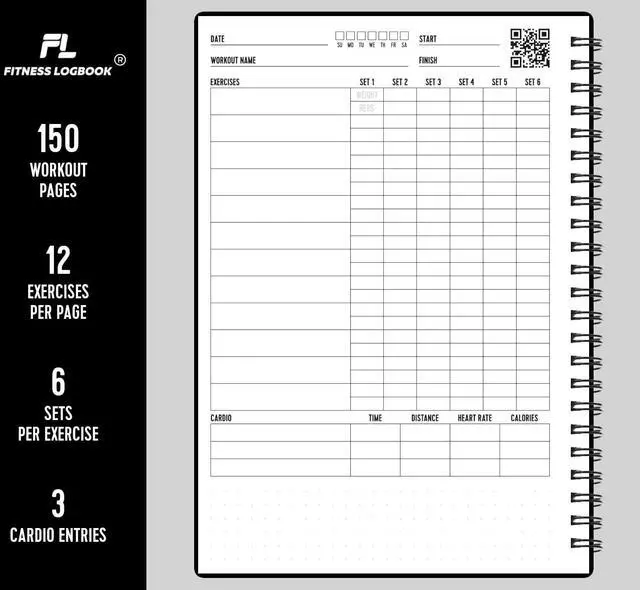 Alt view image 3 of 7 - A5 Undated Workout Journal For Men & Women - Plastic Cover & Thick Paper - Planner Log Book To Track Weight Loss, Muscle Gain, Gym Exercise, Bodybuilding Progress