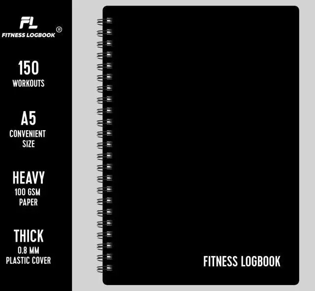 Alt view image 2 of 7 - A5 Undated Workout Journal For Men & Women - Plastic Cover & Thick Paper - Planner Log Book To Track Weight Loss, Muscle Gain, Gym Exercise, Bodybuilding Progress