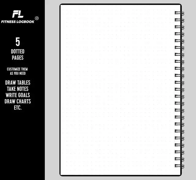 Alt view image 5 of 7 - A5 Undated Workout Journal For Men & Women - Plastic Cover & Thick Paper - Planner Log Book To Track Weight Loss, Muscle Gain, Gym Exercise, Bodybuilding Progress