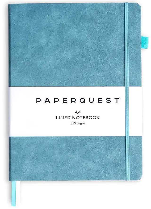 Main image of A4 Hardback Notebook, Vegan Leather Journal Lined, 310 Pages, 100GSM Thick Paper, Lay flat Notebook for Women, Men, Writing, Office, Work, Study, College Ruled Notebook with Pocket,