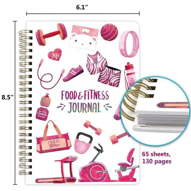 Alt view image 2 of 7 - Food Fitness Workout Journal Weight Loss Nutrition Wellness Calorie Counter Log Diary Notebook Meal Planner Diet Exercise Training Health Tracker 6.1" x 8.5"