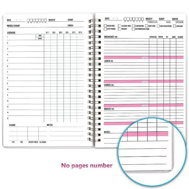 Alt view image 5 of 7 - Food Fitness Workout Journal Weight Loss Nutrition Wellness Calorie Counter Log Diary Notebook Meal Planner Diet Exercise Training Health Tracker 6.1" x 8.5"